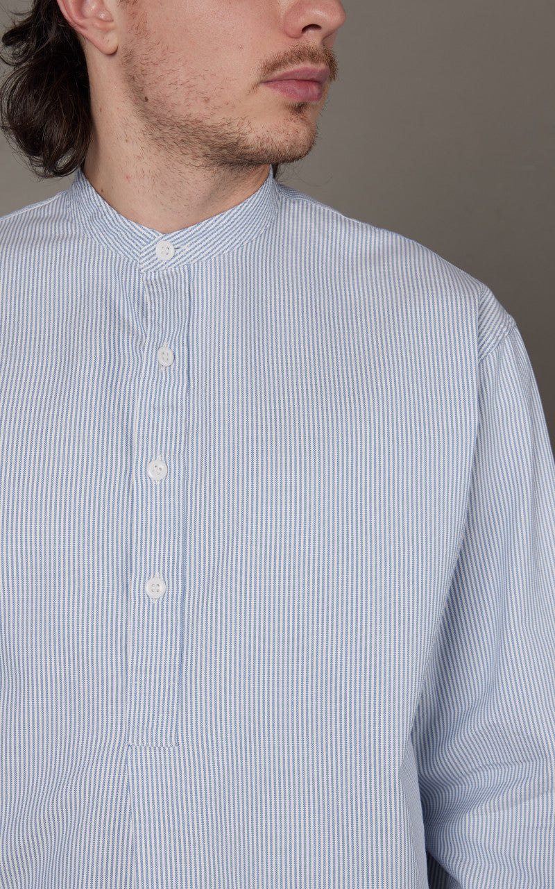 Kaptain Sunshine Pullover Shirt Blue Stripe