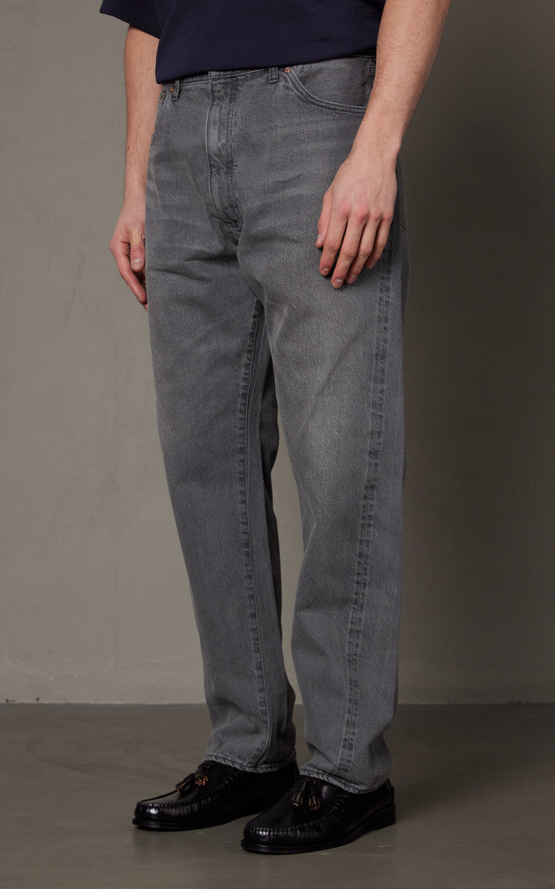 Kaptain Sunshine 5P Zipper Front Denim Pants Black Vintage Wash