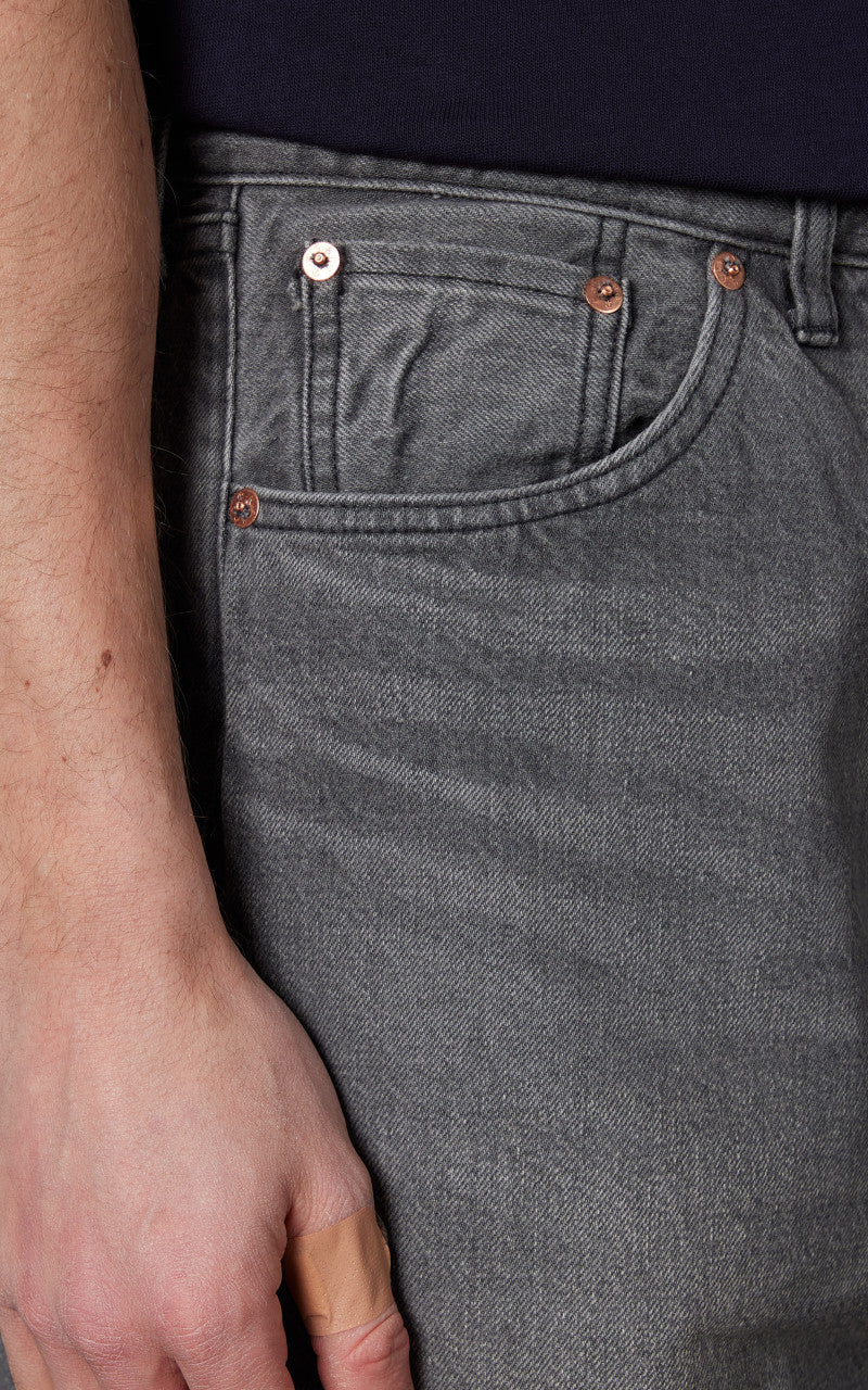 Kaptain Sunshine 5P Zipper Front Denim Pants Black Vintage Wash