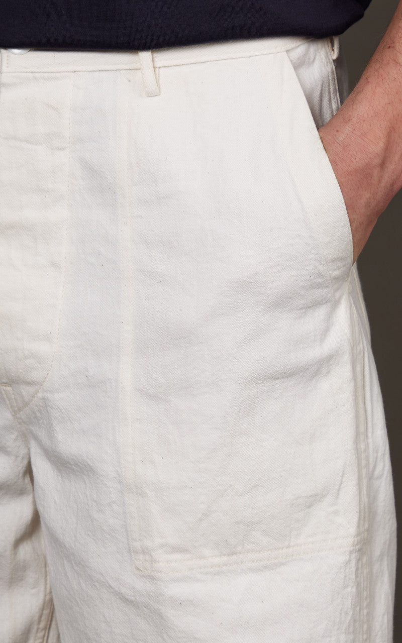 Kaptain Sunshine Baker Denim Pants White