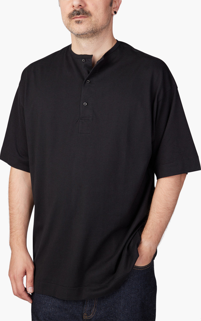 Kaptain Sunshine Suvin Supima Tube Henleyneck Tee Light Black