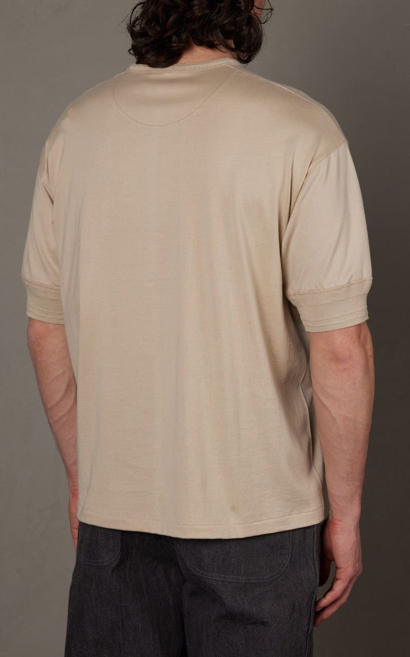 Kaptain Sunshine Suvin Supima Tube Henleyneck Tee Light Beige