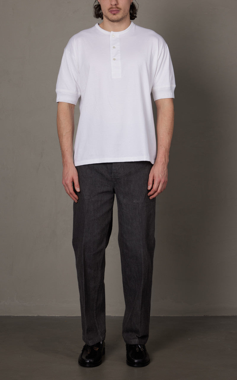 Kaptain Sunshine Suvin Supima Tube Henleyneck Tee Light White