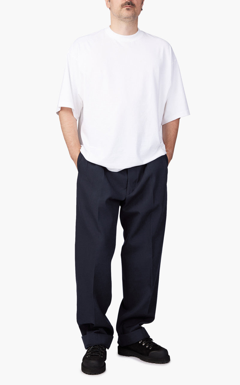 パンツ KAPTAIN SUNSHINE 2 PLEATS CHINO TROUSER Kaptain Sunshine 2 Pleats Trousers Wool/Cotton Navy