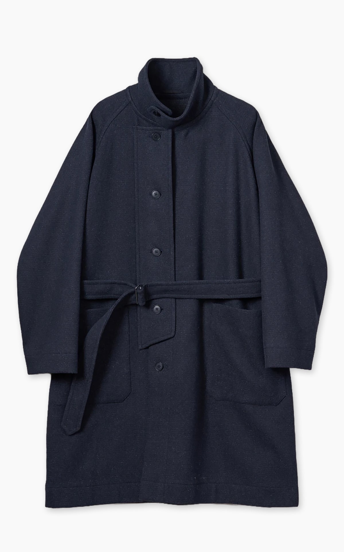 Kaptain Sunshine Stand Collar Coat Double Cloth Melton Charcoal