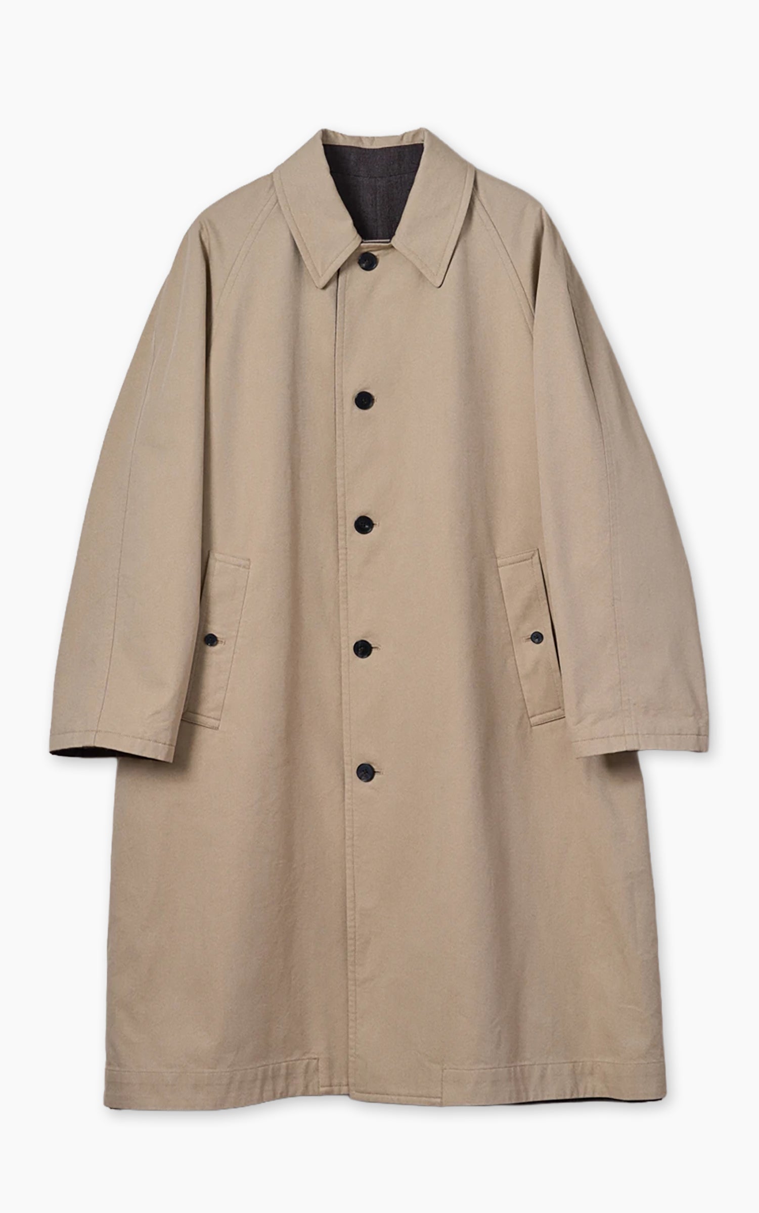 Kaptain Sunshine Umbrella Coat Cotton Mock Twist Khaki