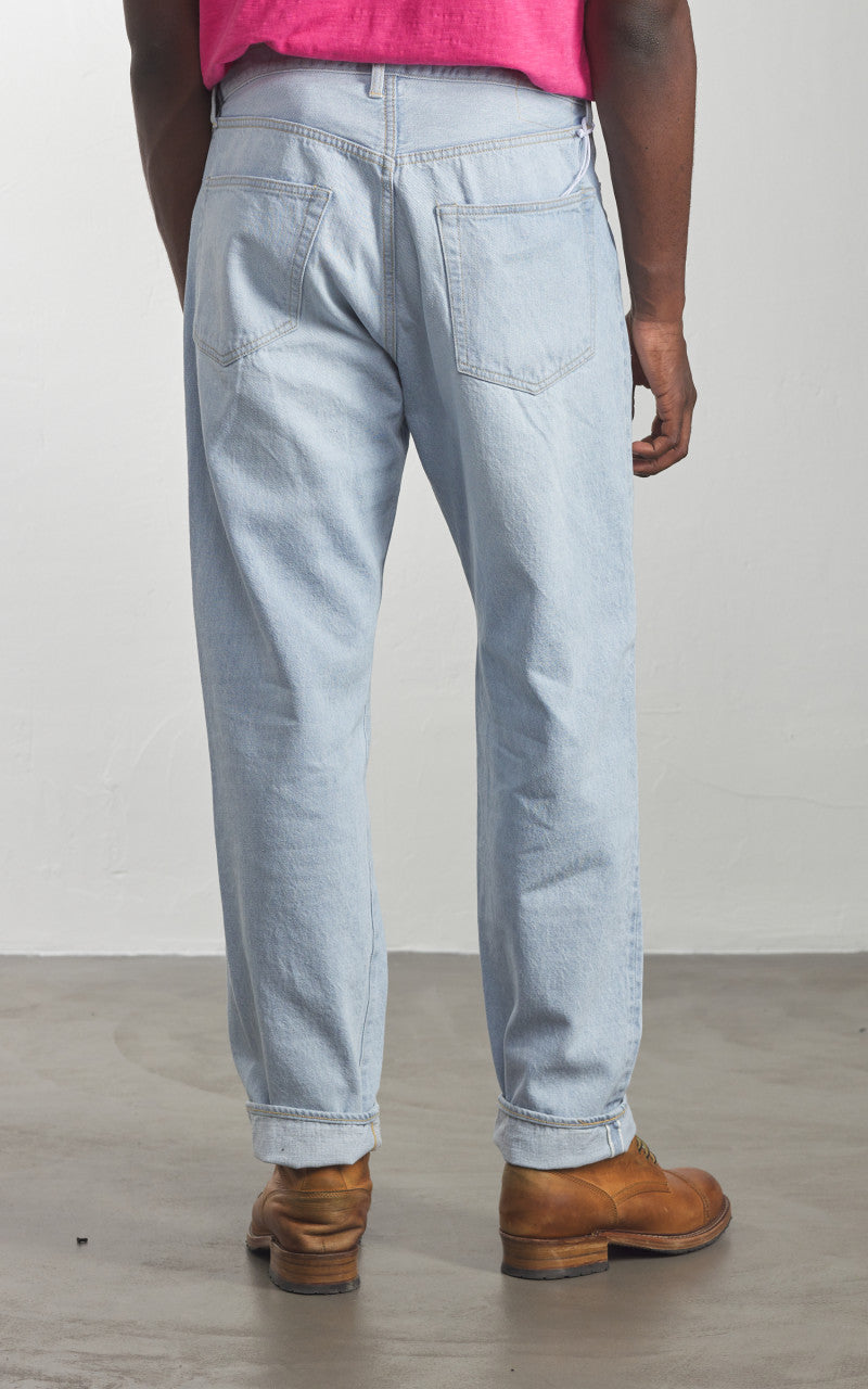 Kaptain Sunshine 5P Zipper Front Denim Pants Indigo Ice Wash