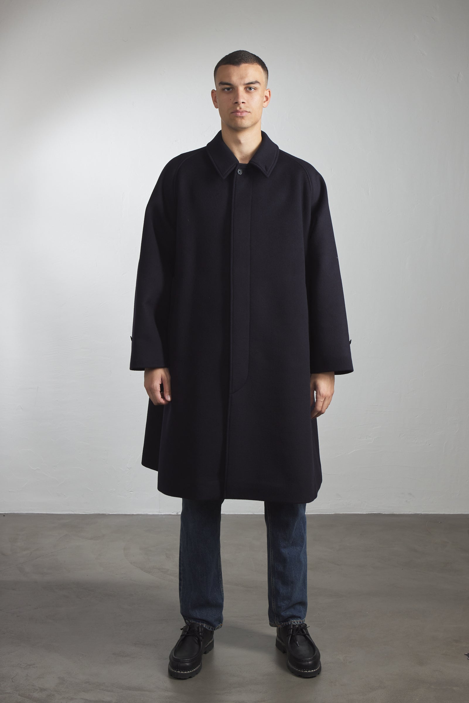 Kaptain Sunshine Walker Coat Cashmere Wool Navy