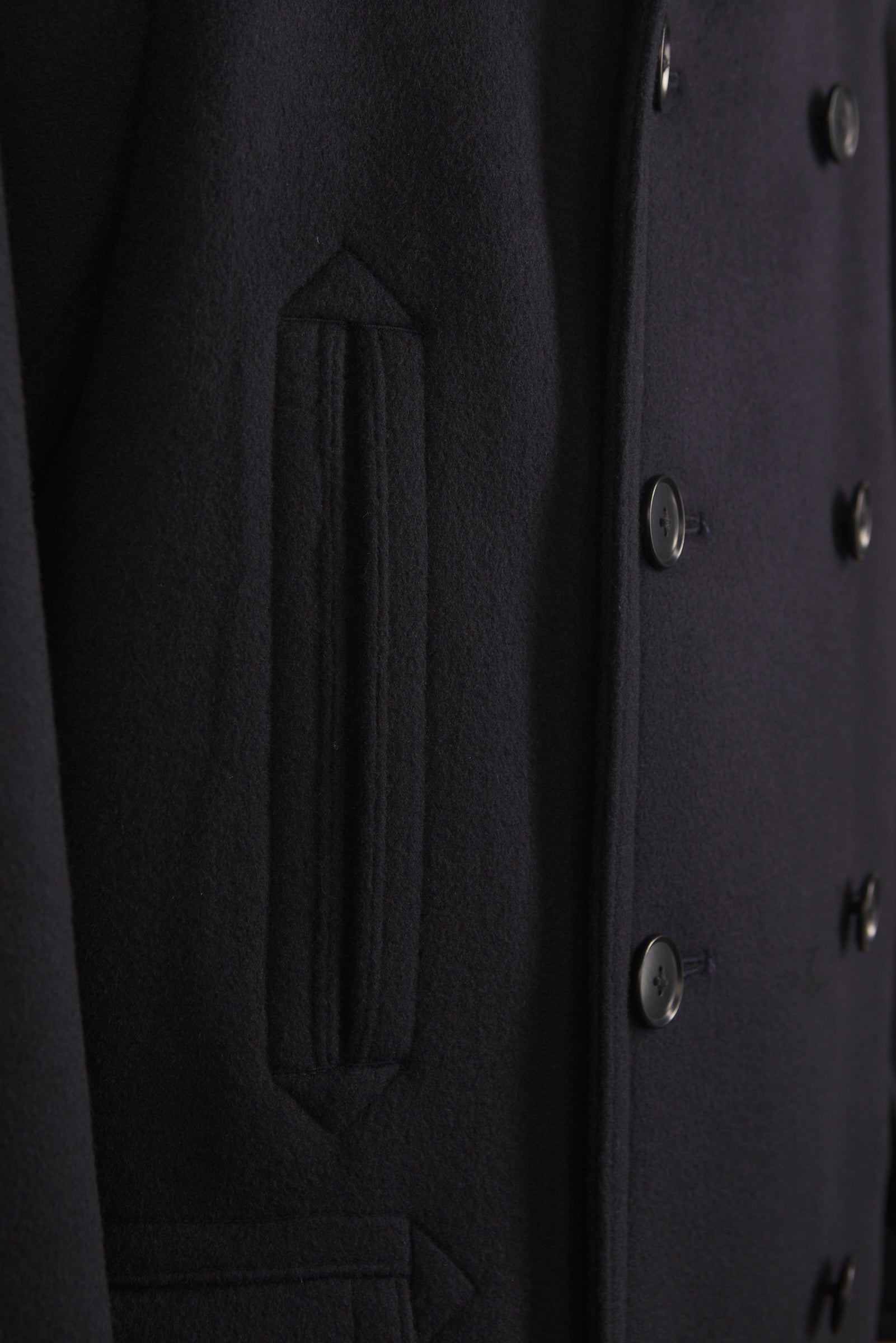 Kaptain Sunshine Pea Coat Cashmere Wool Navy