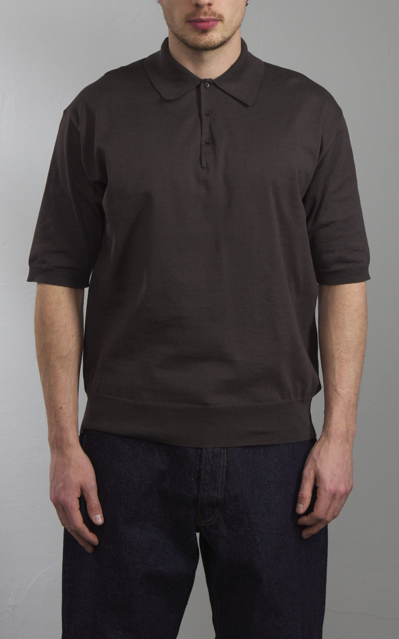 Kaptain Sunshine Cotton Knit Polo Shirt Brown