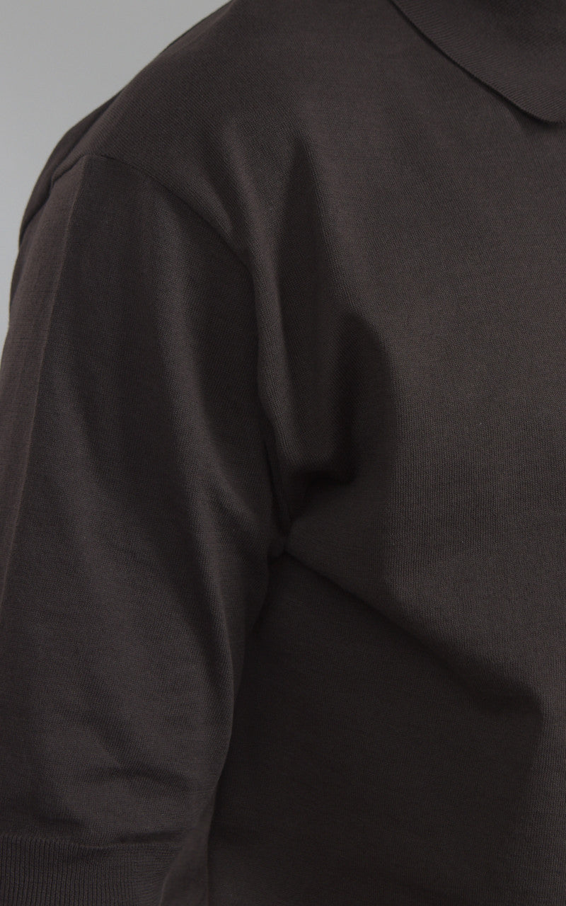 Kaptain Sunshine Cotton Knit Polo Shirt Brown