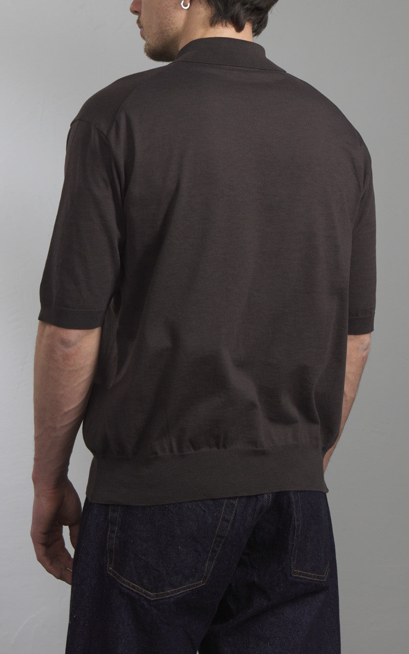Kaptain Sunshine Cotton Knit Polo Shirt Brown