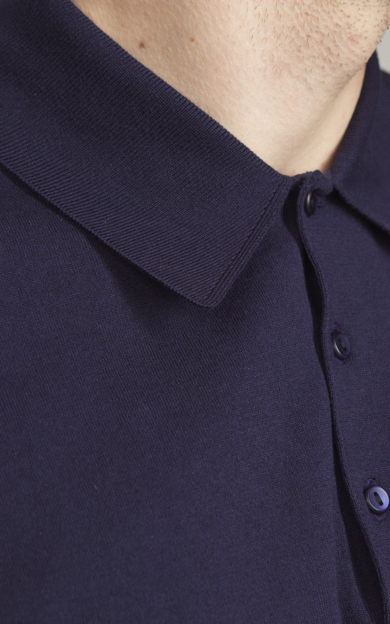 Kaptain Sunshine Cotton Knit Polo Shirt Navy