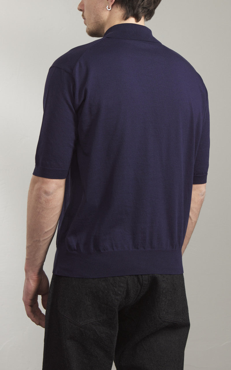 Kaptain Sunshine Cotton Knit Polo Shirt Navy