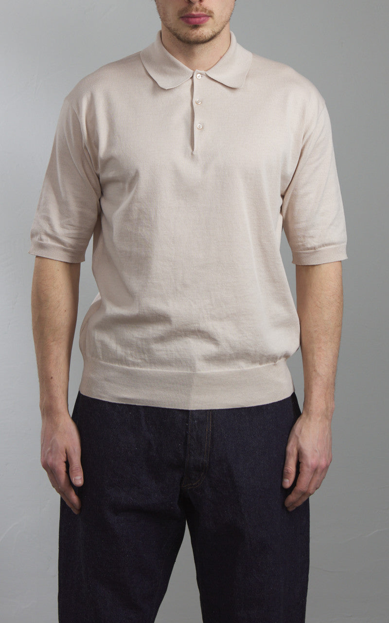 Kaptain Sunshine Cotton Knit Polo Shirt Sand Beige