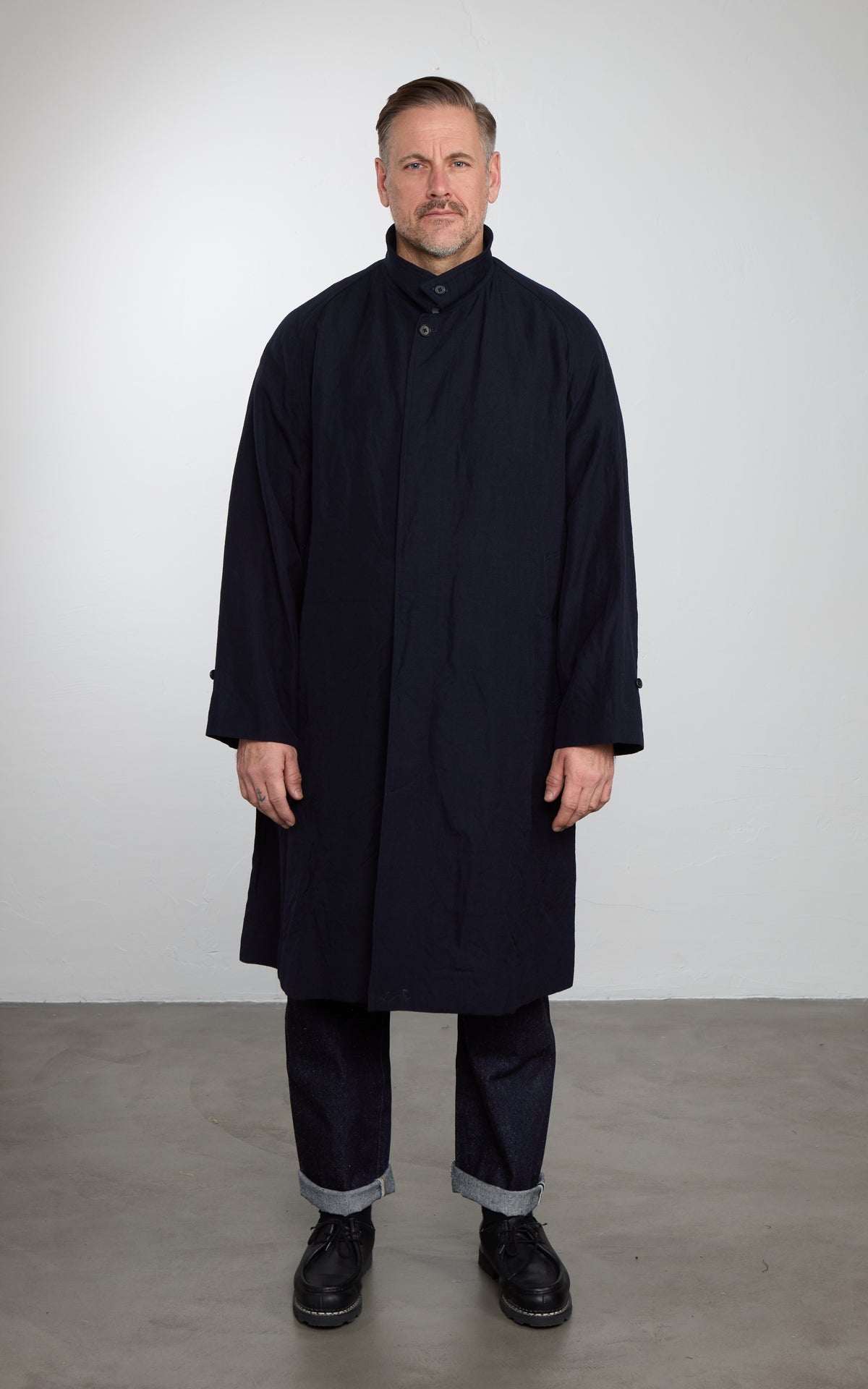 Kaptain Sunshine Cashmere Linen Walker Coat Navy