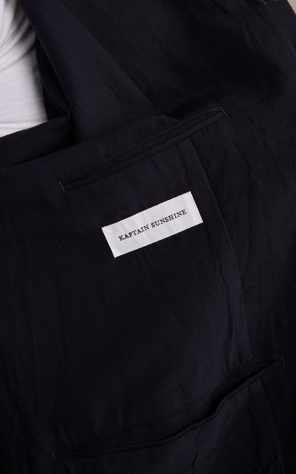Kaptain Sunshine Cashmere Linen Walker Coat Navy
