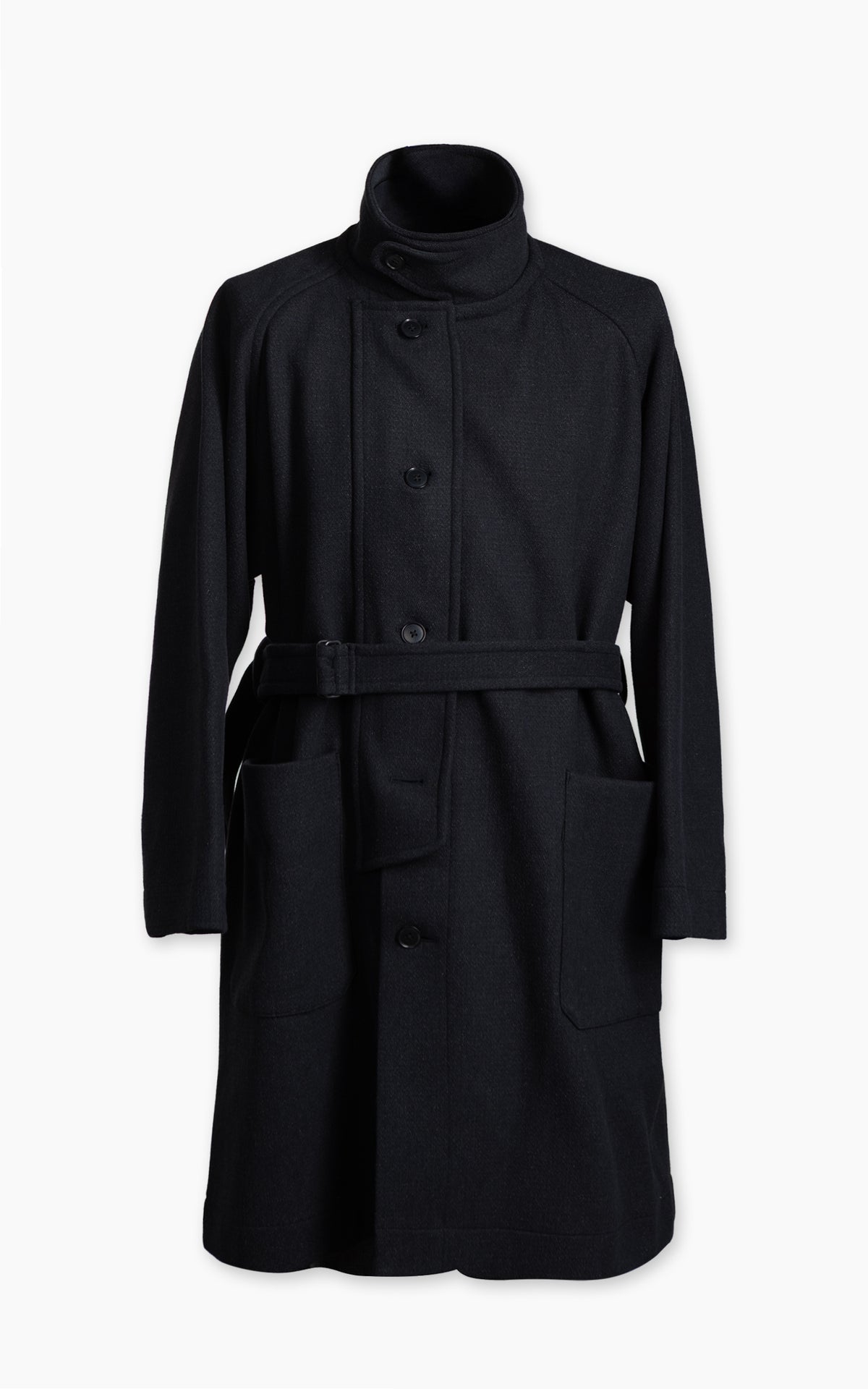 Kaptain Sunshine Stand Collar Coat Double Cloth Melton Charcoal