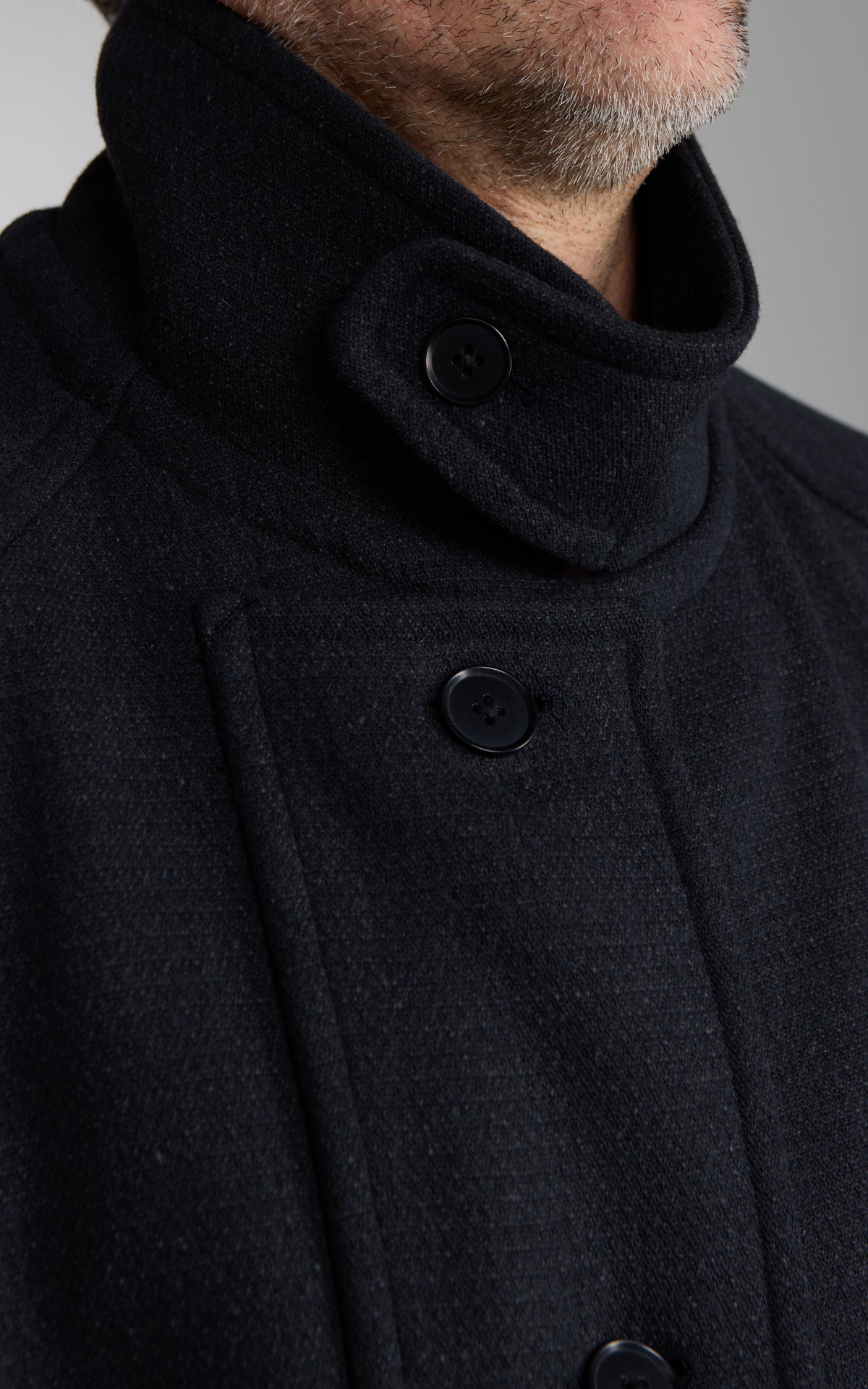Kaptain Sunshine Stand Collar Coat Double Cloth Melton Charcoal