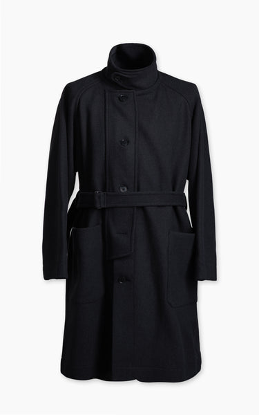 Kaptain Sunshine Stand Collar Coat Double Cloth Melton Charcoal