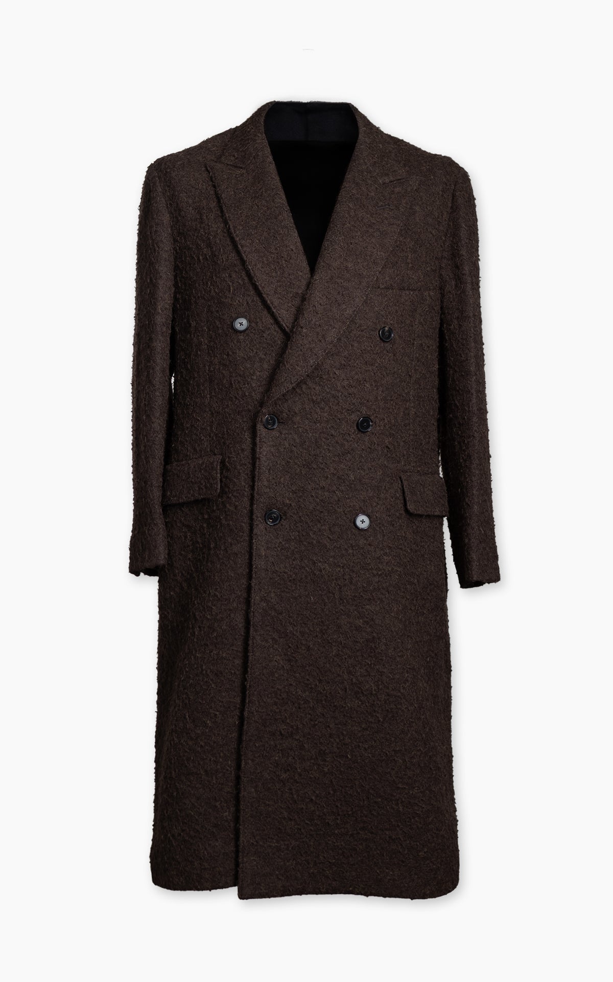 Kaptain Sunshine Double-Breasted Coat Napping Wool Cloth Top Brown