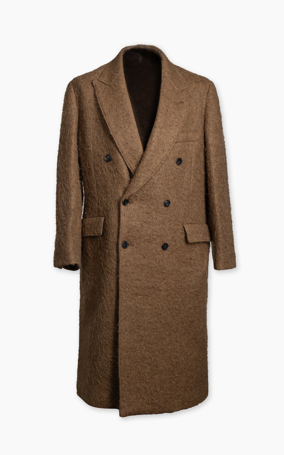 Kaptain Sunshine Double-Breasted Coat Napping Wool Cloth Top Khaki