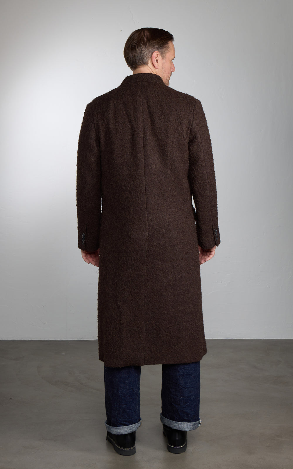 Kaptain Sunshine Double-Breasted Coat Napping Wool Cloth Top Brown
