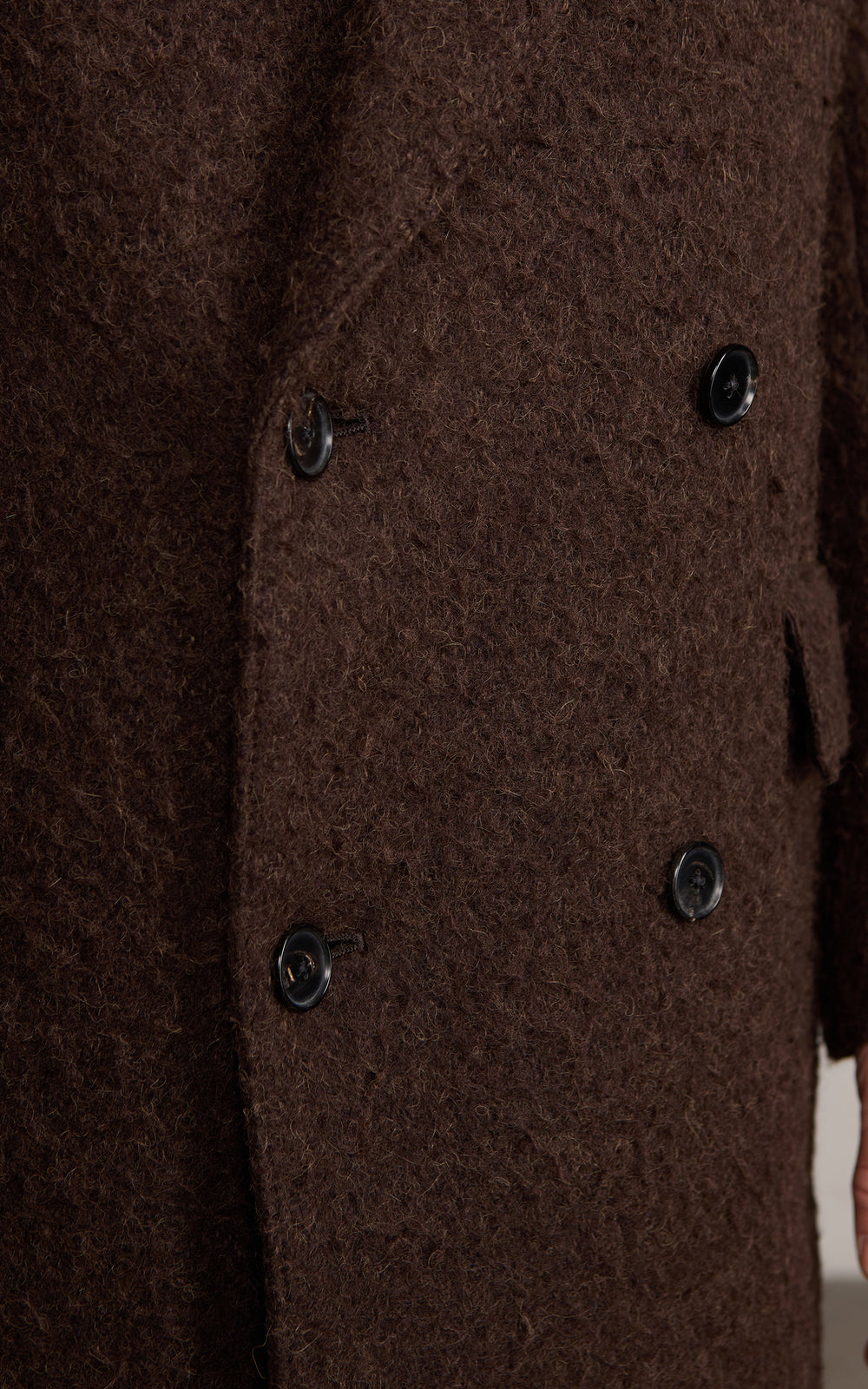 Kaptain Sunshine Double-Breasted Coat Napping Wool Cloth Top Brown