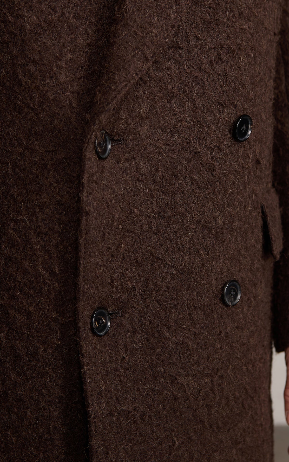 Kaptain Sunshine Double-Breasted Coat Napping Wool Cloth Top Brown