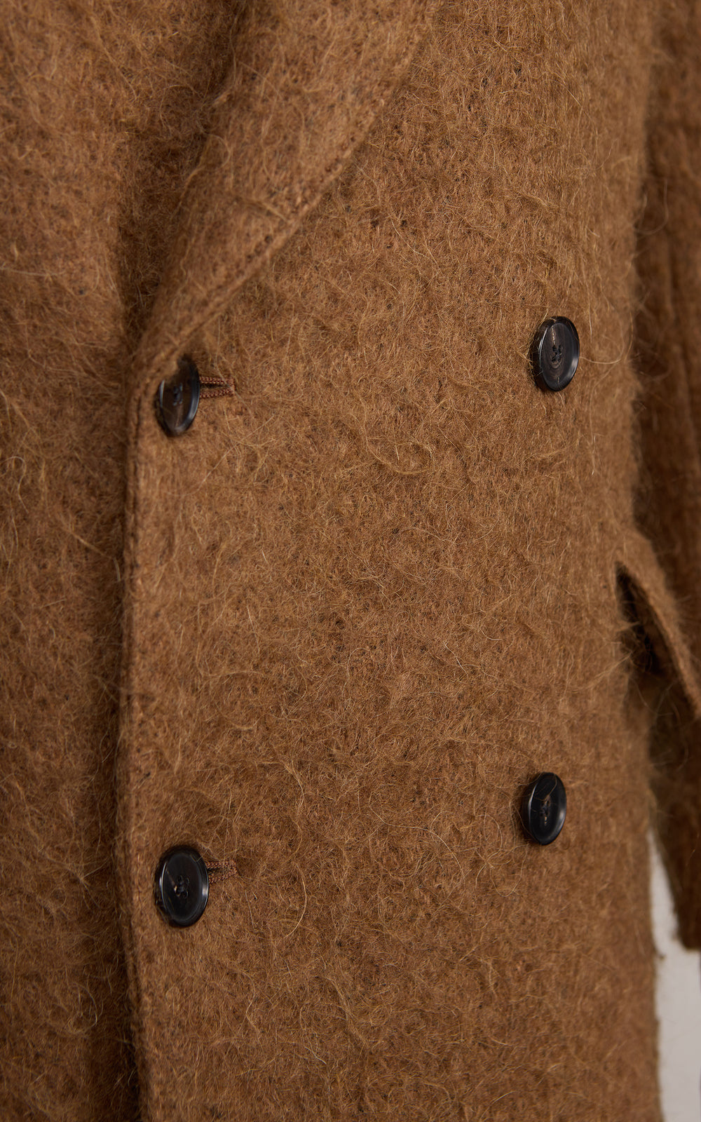 Kaptain Sunshine Double-Breasted Coat Napping Wool Cloth Top Khaki