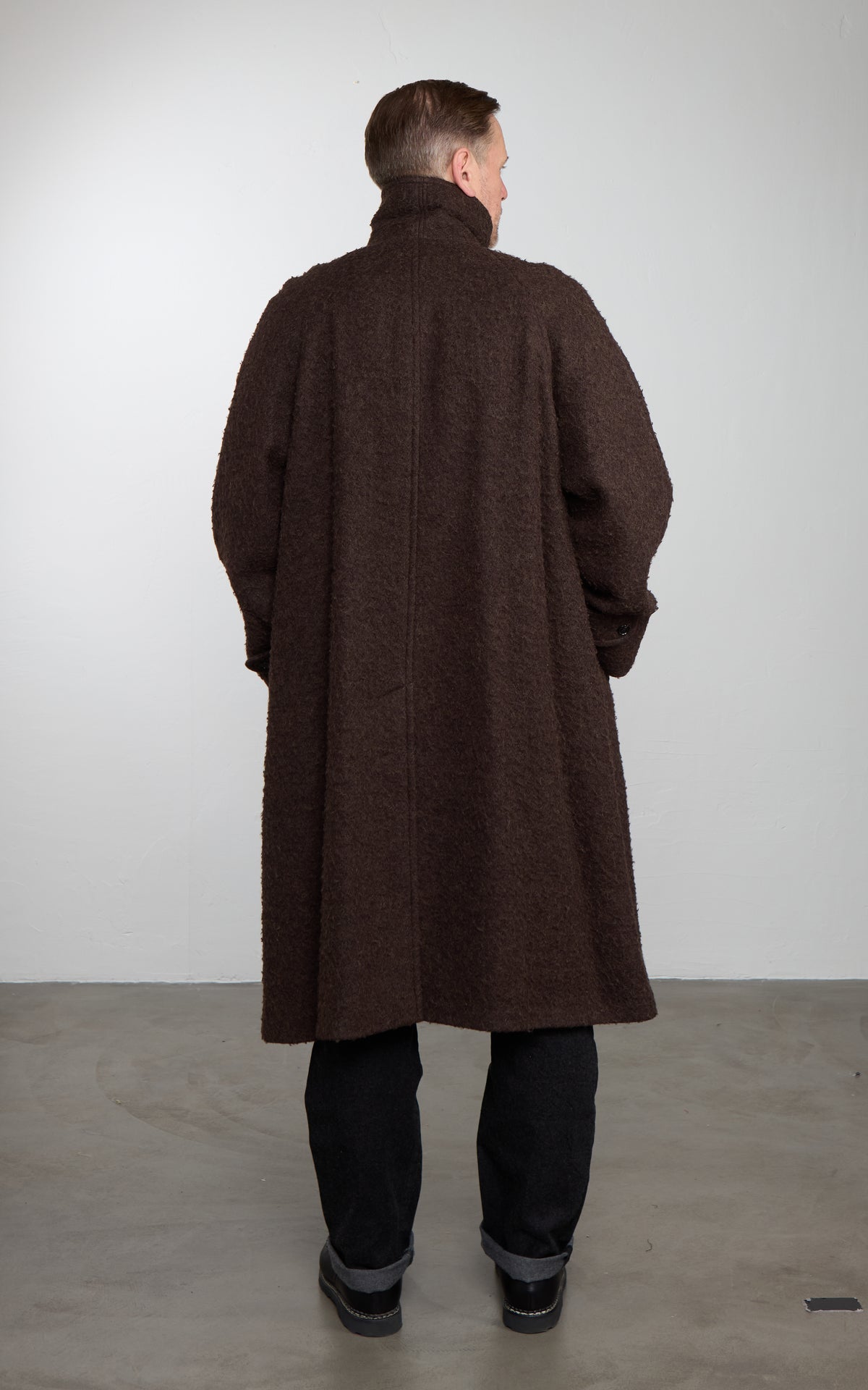 Kaptain Sunshine Napping Wool Umbrella Coat Top Brown