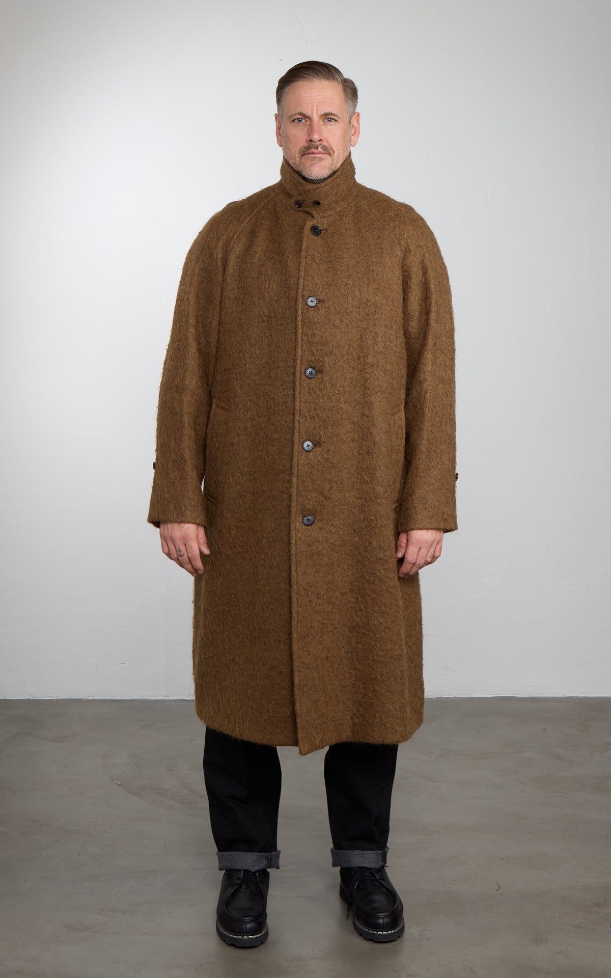 Kaptain Sunshine Napping Wool Umbrella Coat Top Khaki