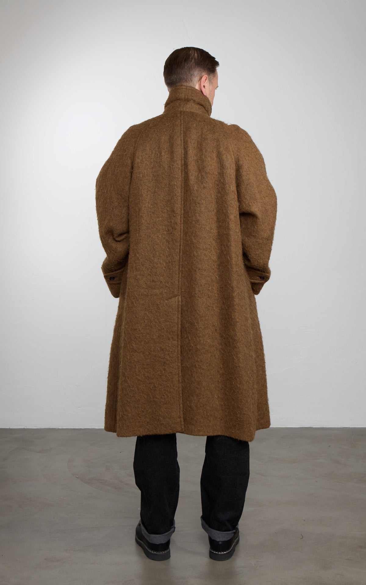 Kaptain Sunshine Napping Wool Umbrella Coat Top Khaki