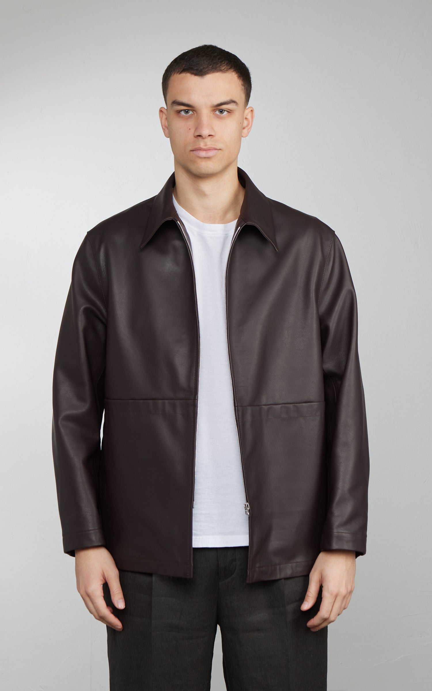 Kaptain Sunshine Sheepskin Zip Jacket Brown