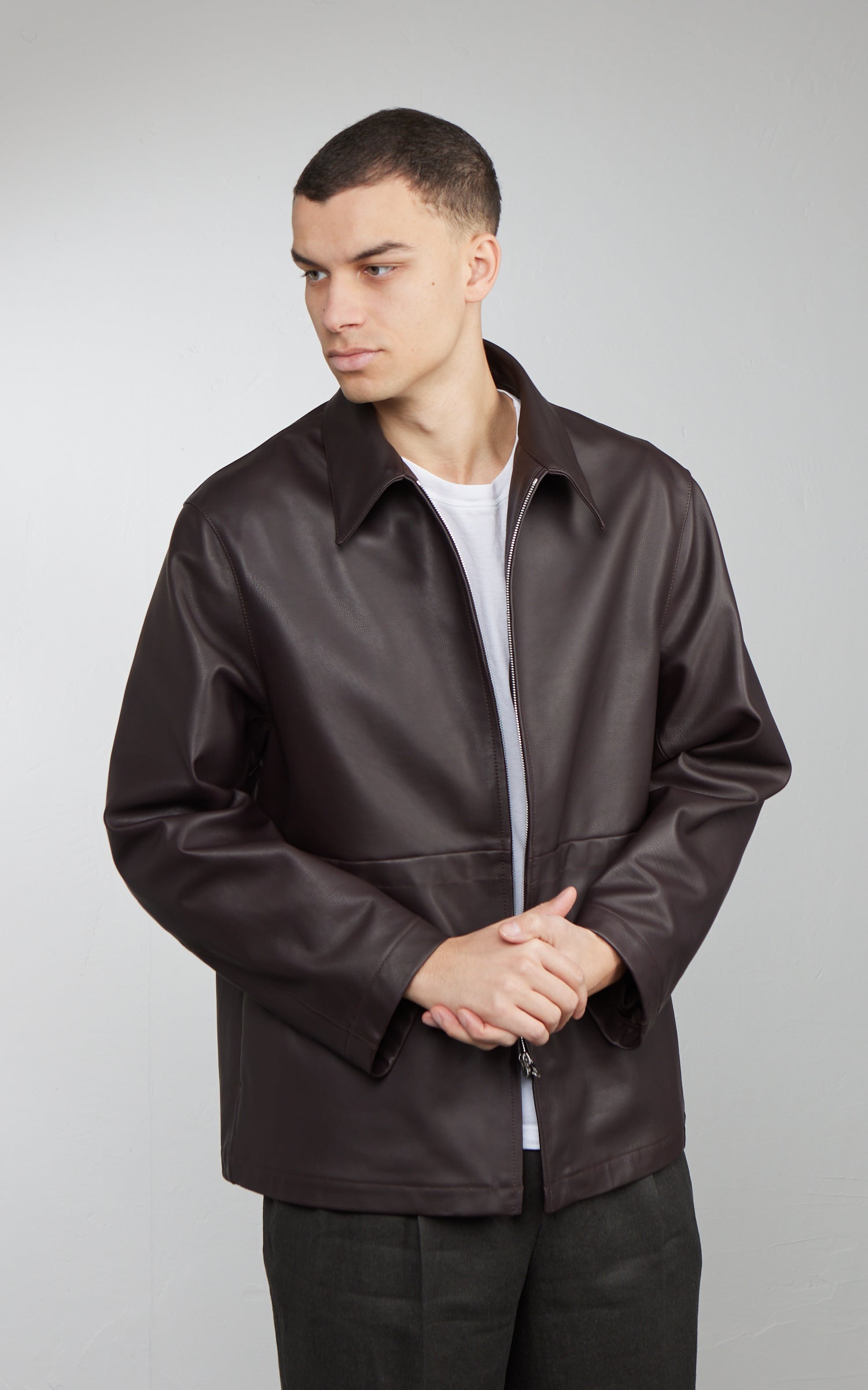 Kaptain Sunshine Sheepskin Zip Jacket Brown