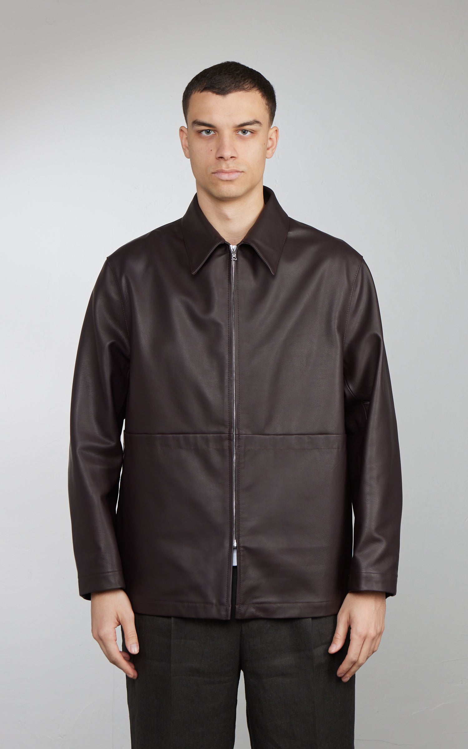 Kaptain Sunshine Sheepskin Zip Jacket Brown