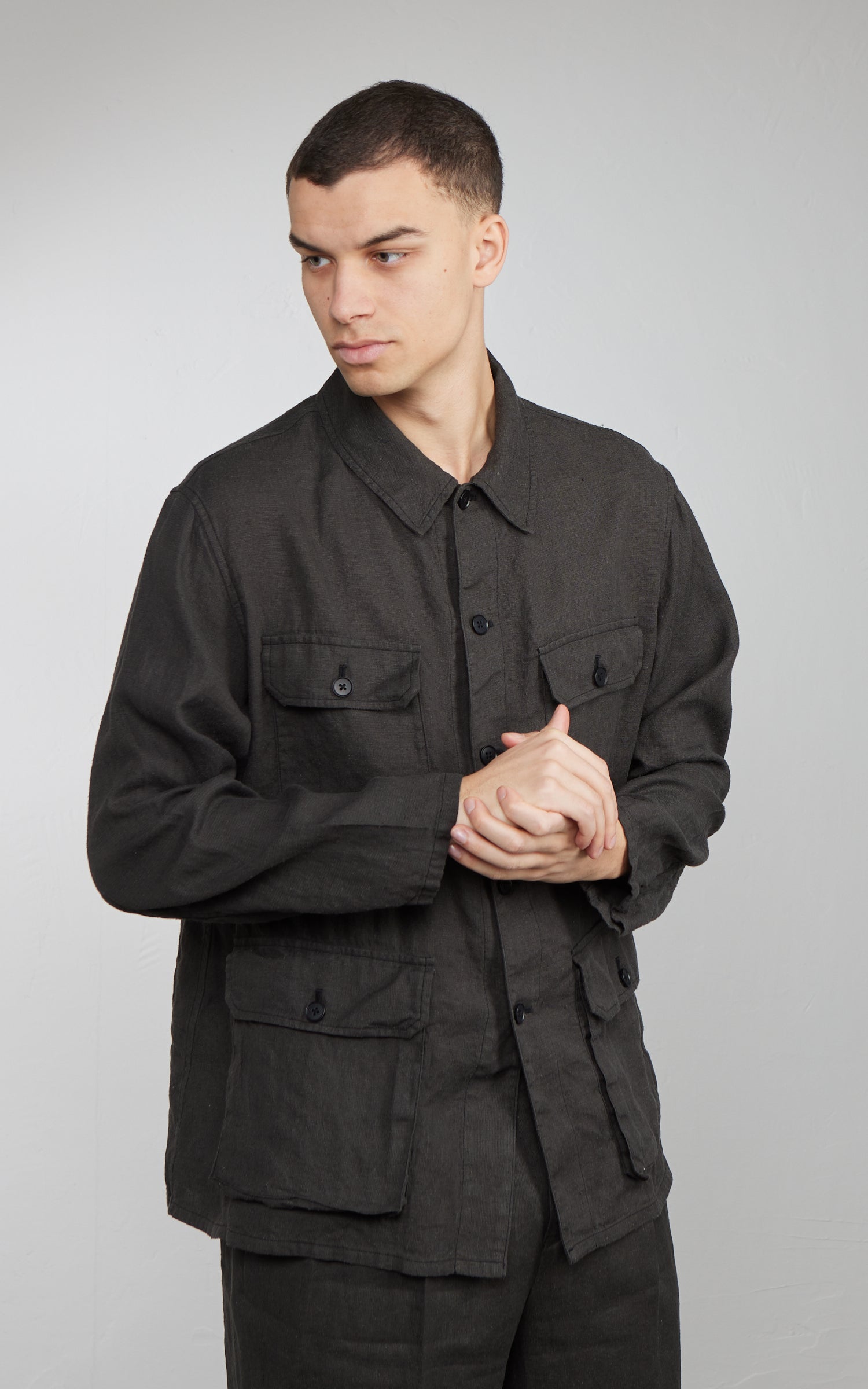 Kaptain Sunshine Safari Shirt Jacket Ink Black
