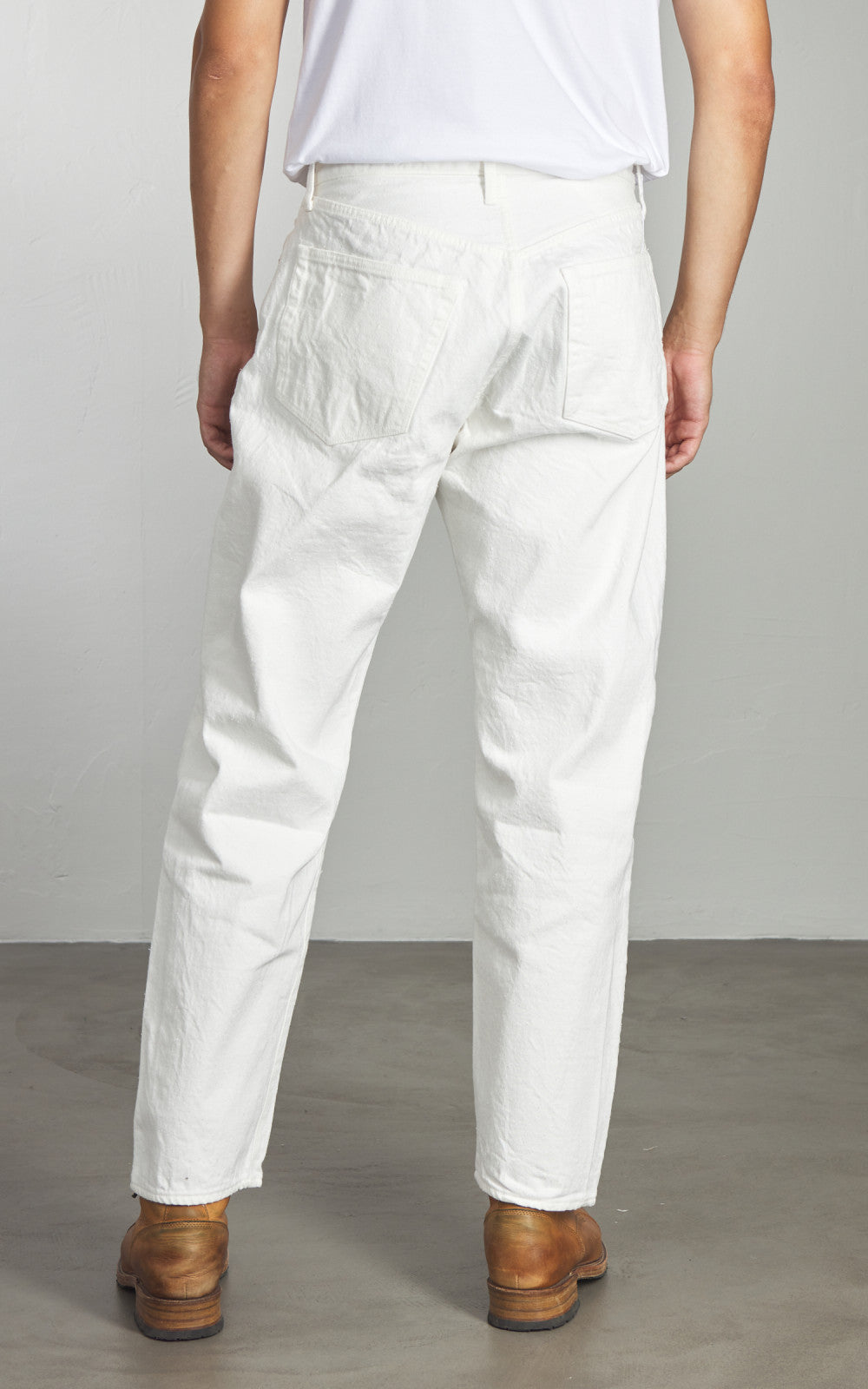 5P Zipper Front Denim Pants One Wash White