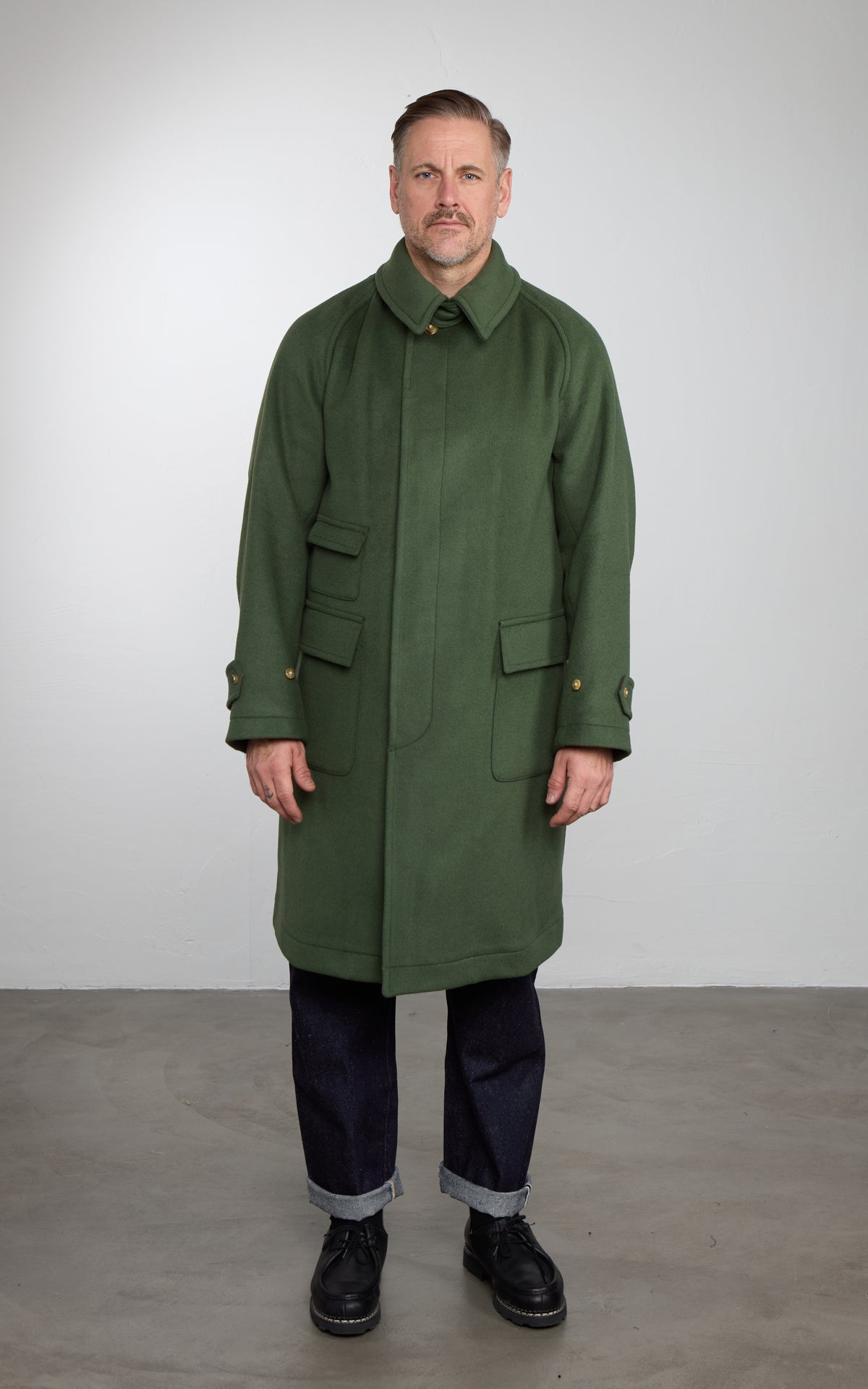 Kaptain Sunshine Traveller Coat Wool Top Green