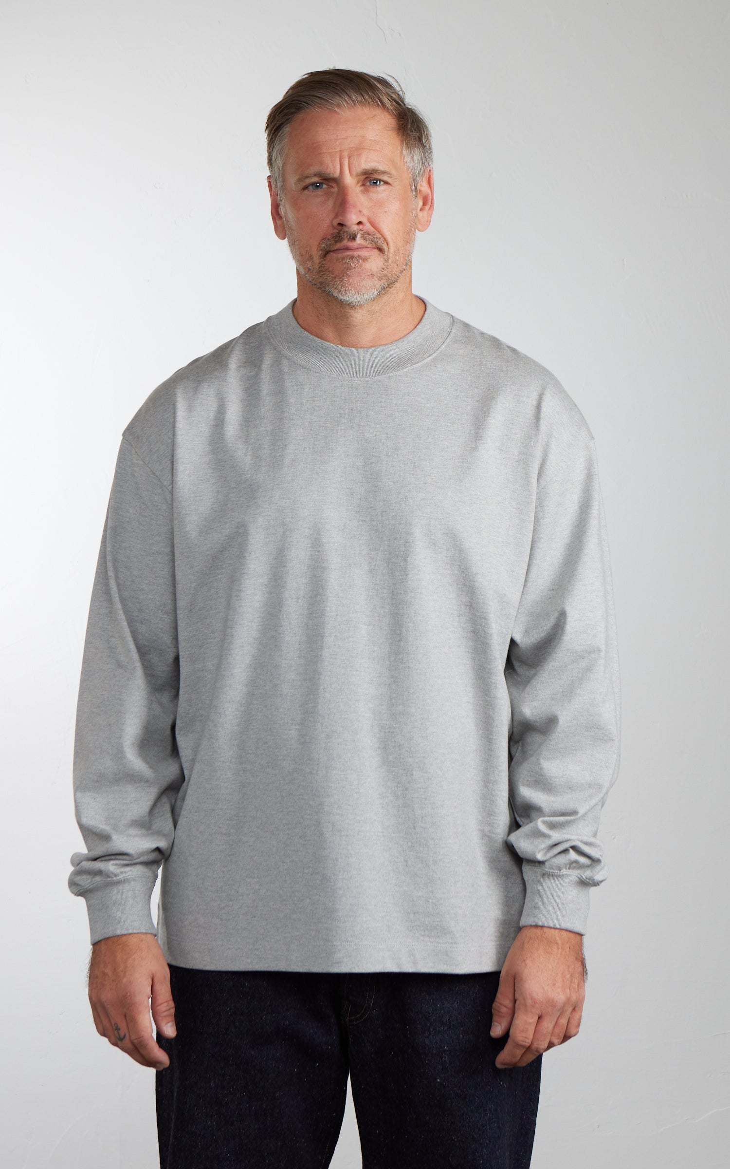 Kaptain Sunshine Suvin Supima Tube L/S Tee Heavy Feather Grey