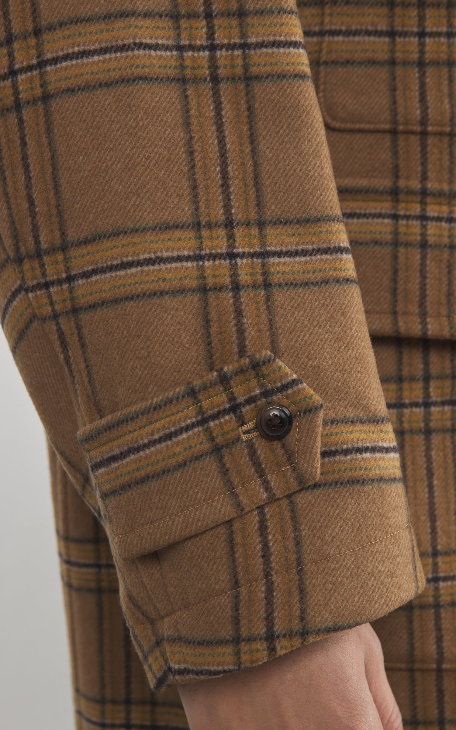 Kaptain Sunshine Traveller Coat Wool Plaid Beige