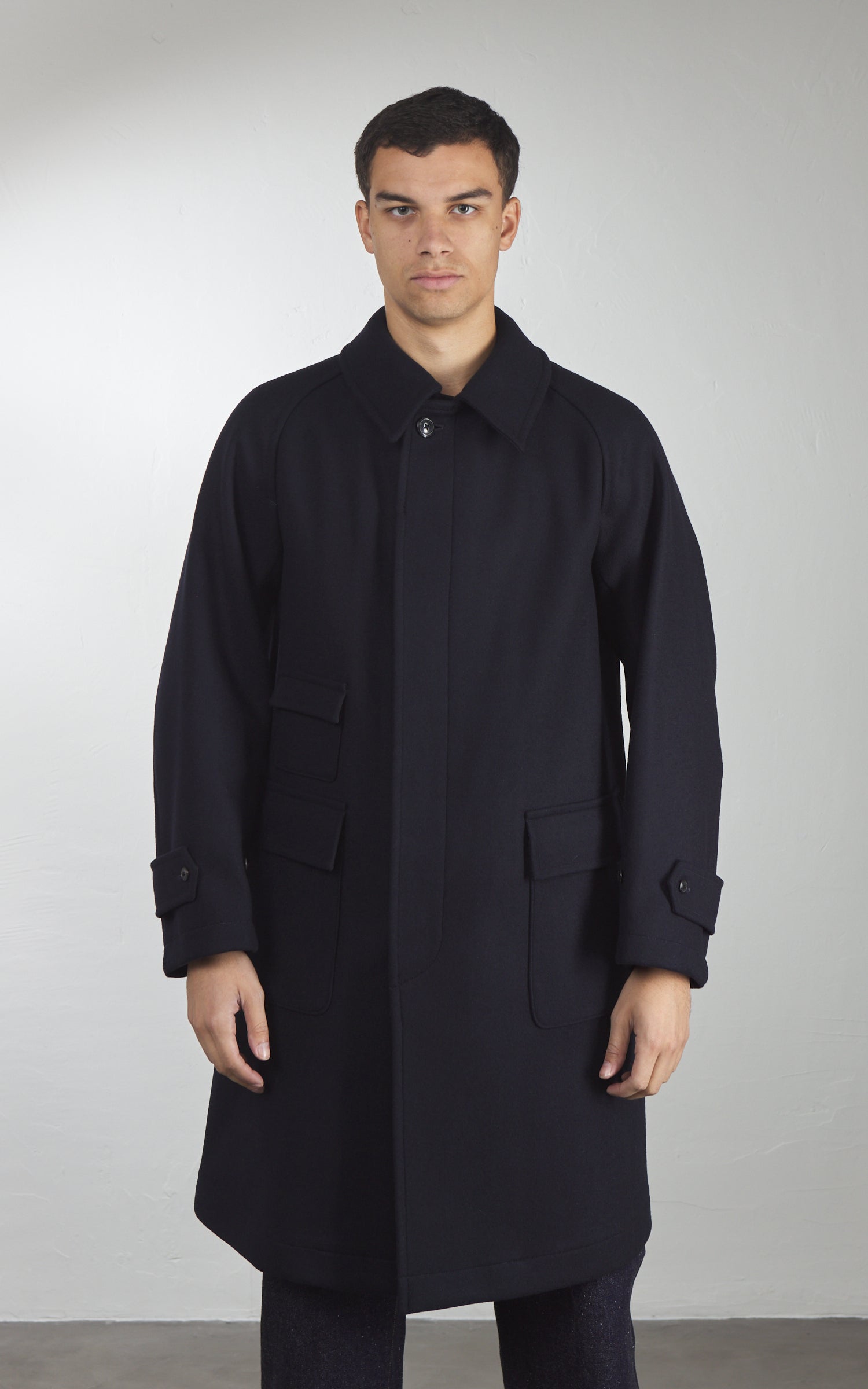 Kaptain Sunshine Traveller Coat Wool Top Navy