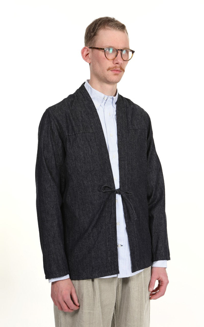 Naked & Famous Denim Kimono Shirt Slub Nep Rinsed Denim Indigo