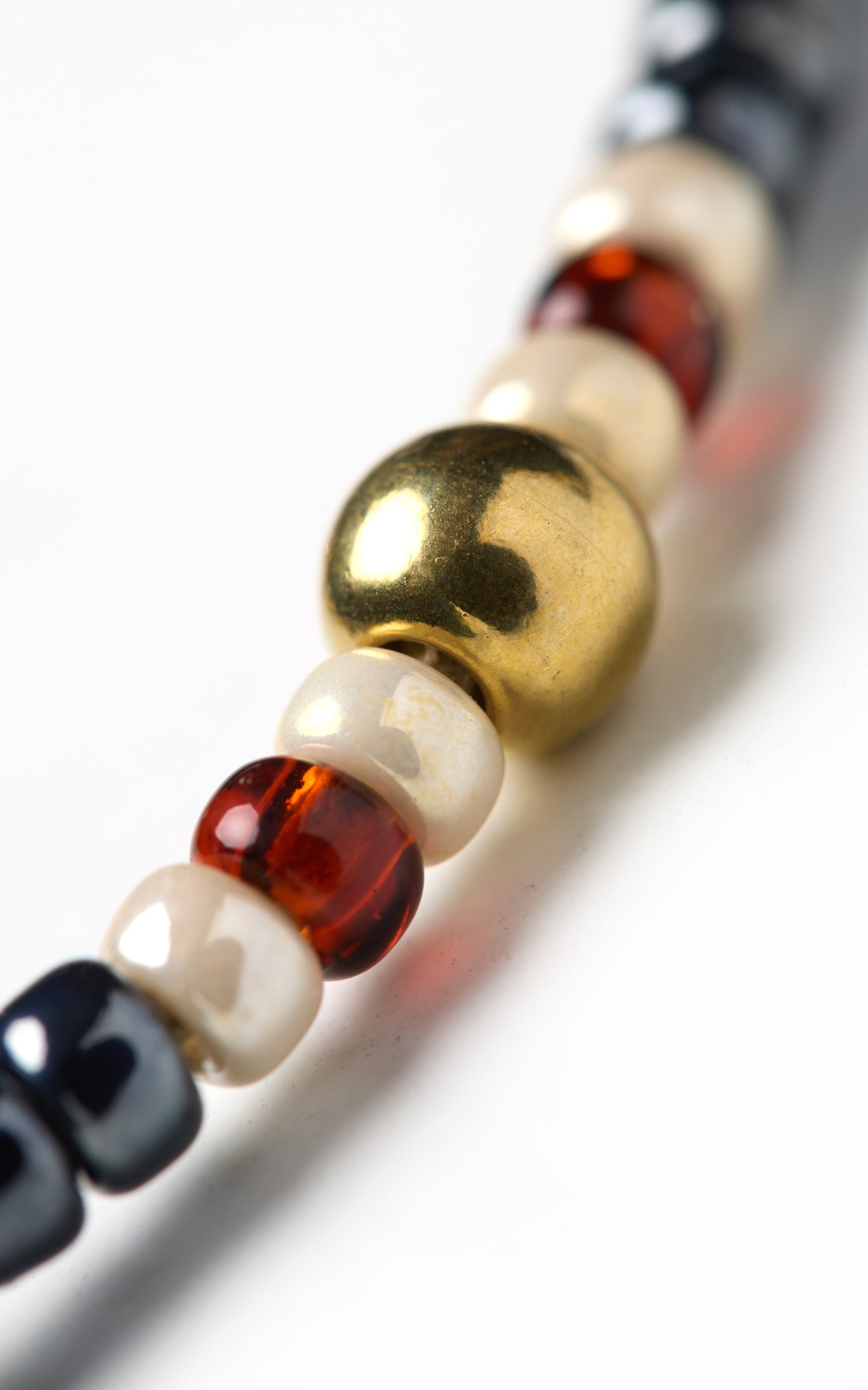 Kobashi Studio BRL5011 Traditional Beads Bracelet Gunmetal Blue/Off-White/Orange