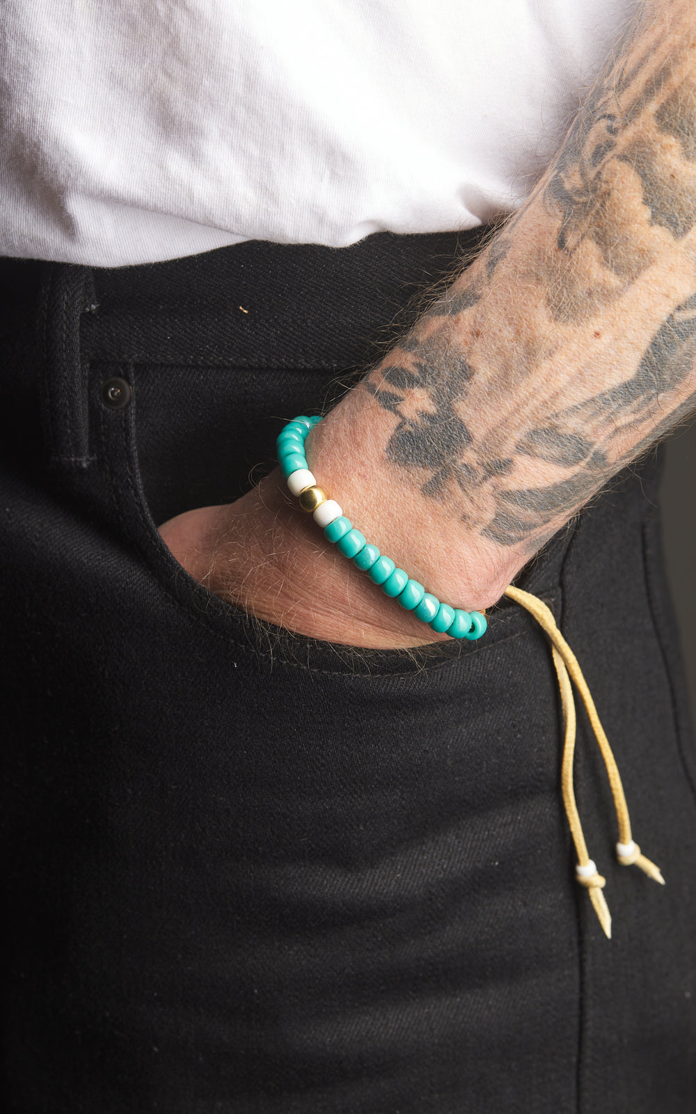 Kobashi Studio BRL7006 Japanese Beads Bracelet Turquoise-Green/Off-White