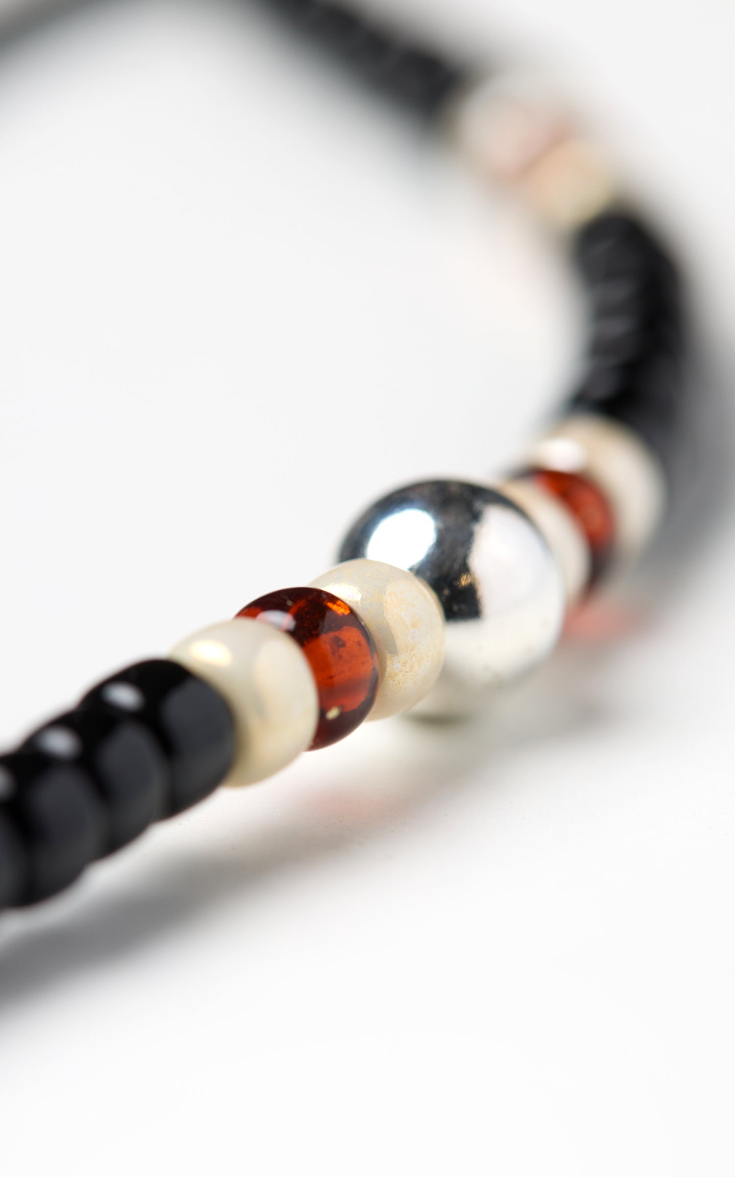 Kobashi Studio BRLS5002 Japanese Beads Bracelet Silver 925/Black/Off-White/Orange