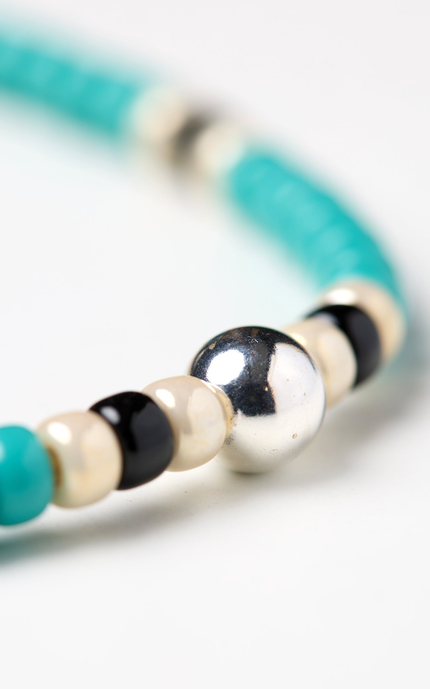 Kobashi Studio BRLS5005 Japanese Beads Bracelet Silver 925/Turquoise/Off-White/Black