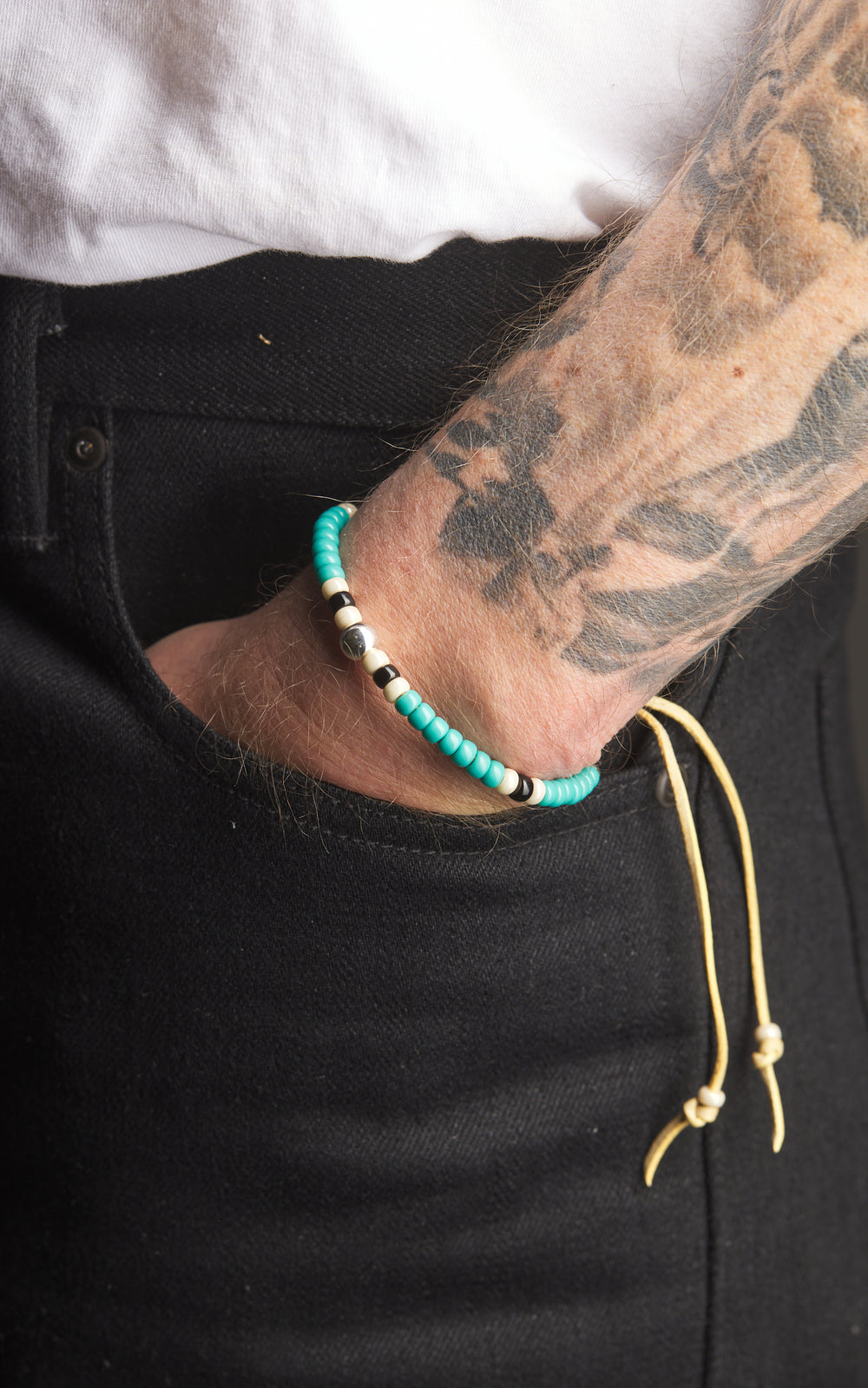 Kobashi Studio BRLS5005 Japanese Beads Bracelet Silver 925/Turquoise/Off-White/Black