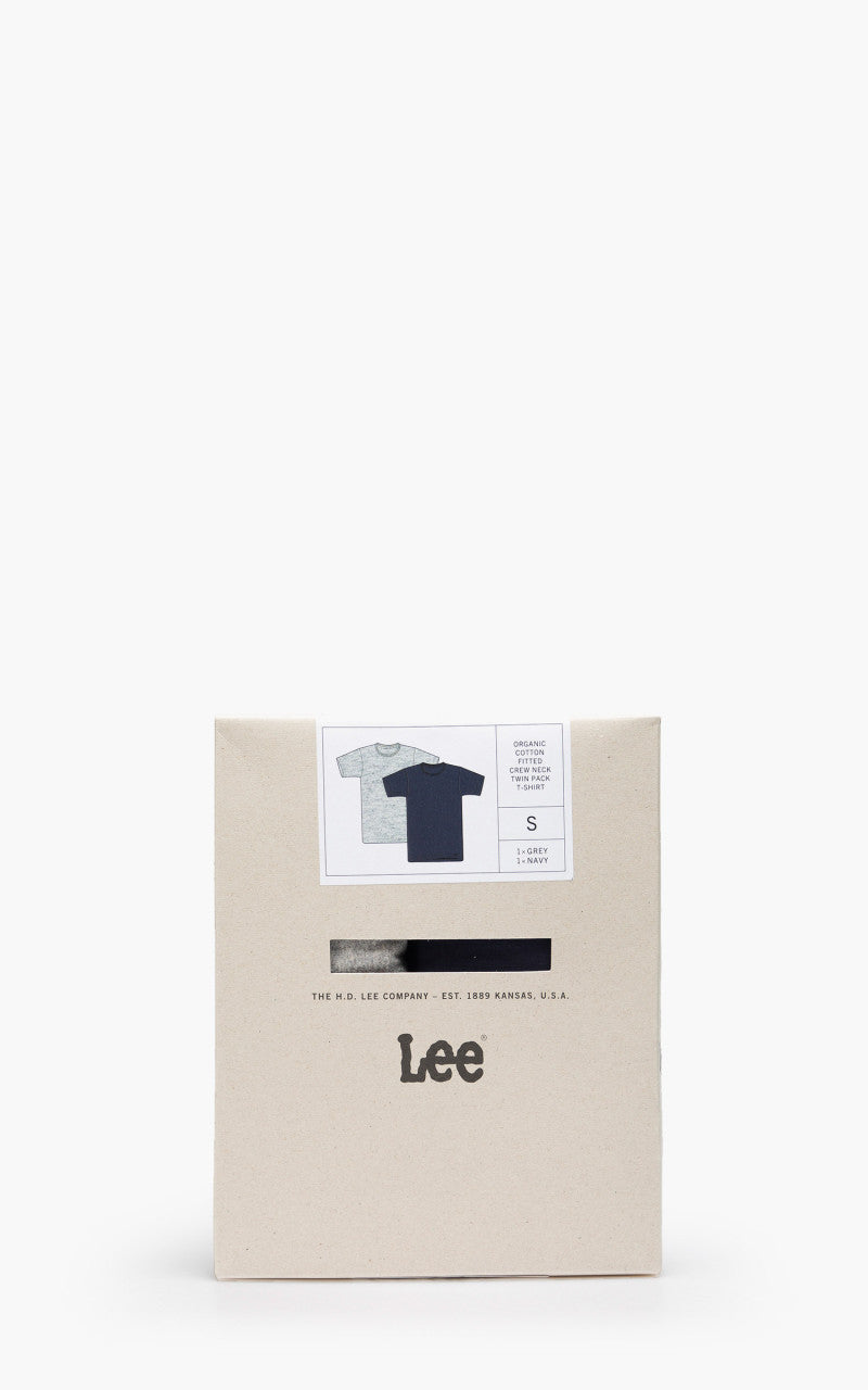 Lee Twin Pack Crew Tee Greymelange & Navy
