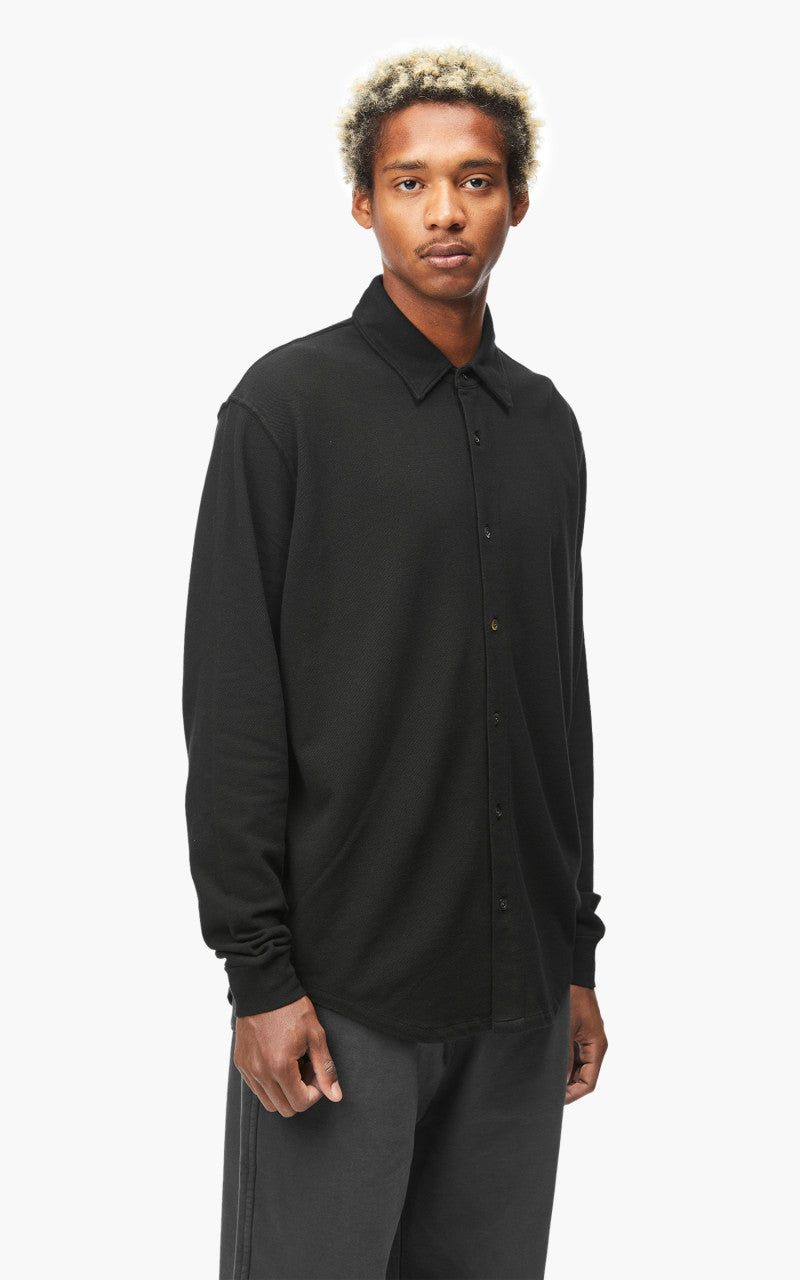 Lady White Co. Pique Button Down L/S Tee Black